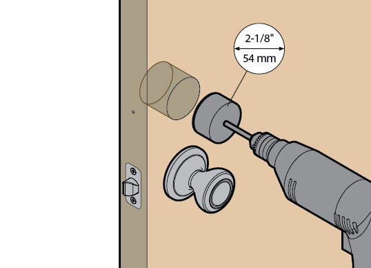 drill into face of door